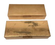 Pair of copper covered boxes with hinged lids