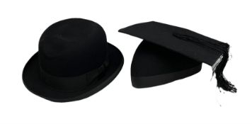 Battersby gentlemen's black bowler hat and Eve & Ravenscroft graduation cap