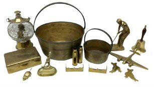 Two brass jam pans