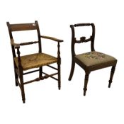 18th century oak and fruitwood ladder back chair