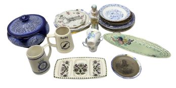 Assorted ceramics including pair of Noritaki plates hand painted with desert scenes