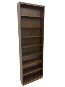 Narrow oak bookcase with adjustable shelves