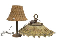 Trench Art shell lamp upon a stepped circular base