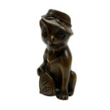 Netsuke in the form of a cat in a hat