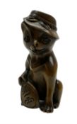 Netsuke in the form of a cat in a hat