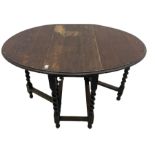 Oak barley twist drop leaf table