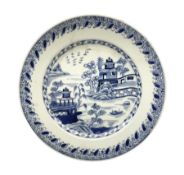 Late 18th/early 19th century Chinese blue and white export plate of circular form
