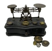 Postal scales and brass weights