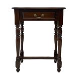 Small mahogany side table with single drawer