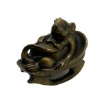 Netsuke in the form of a rat in a sleigh