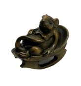 Netsuke in the form of a rat in a sleigh