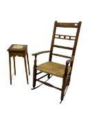 Country rocking chair with rush seat