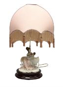 Capodimonte figural table lamp modeled as a woman and baby