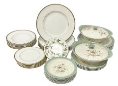 Wedgwood 'Tiger Lily' pattern dinner wares to include two lidded tureens and six dinner plates