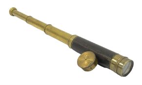 Brass three drawer telescope with leather bound barrel