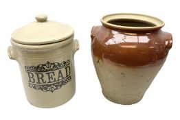 Stoneware bread bin with lid