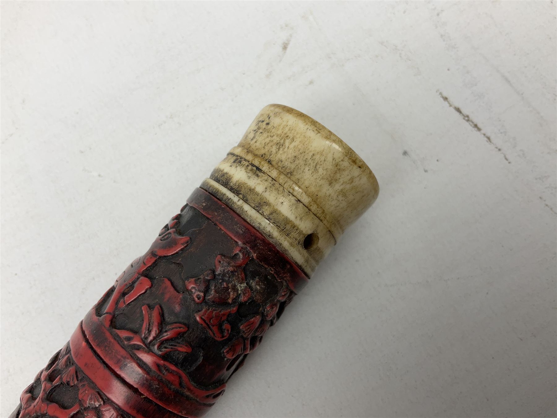 Chinese bone and cinnabar style calligraphy brush - Image 4 of 5