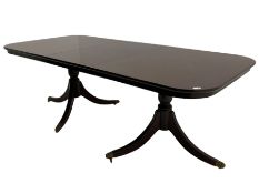 Regency style mahogany twin pedestal dining table