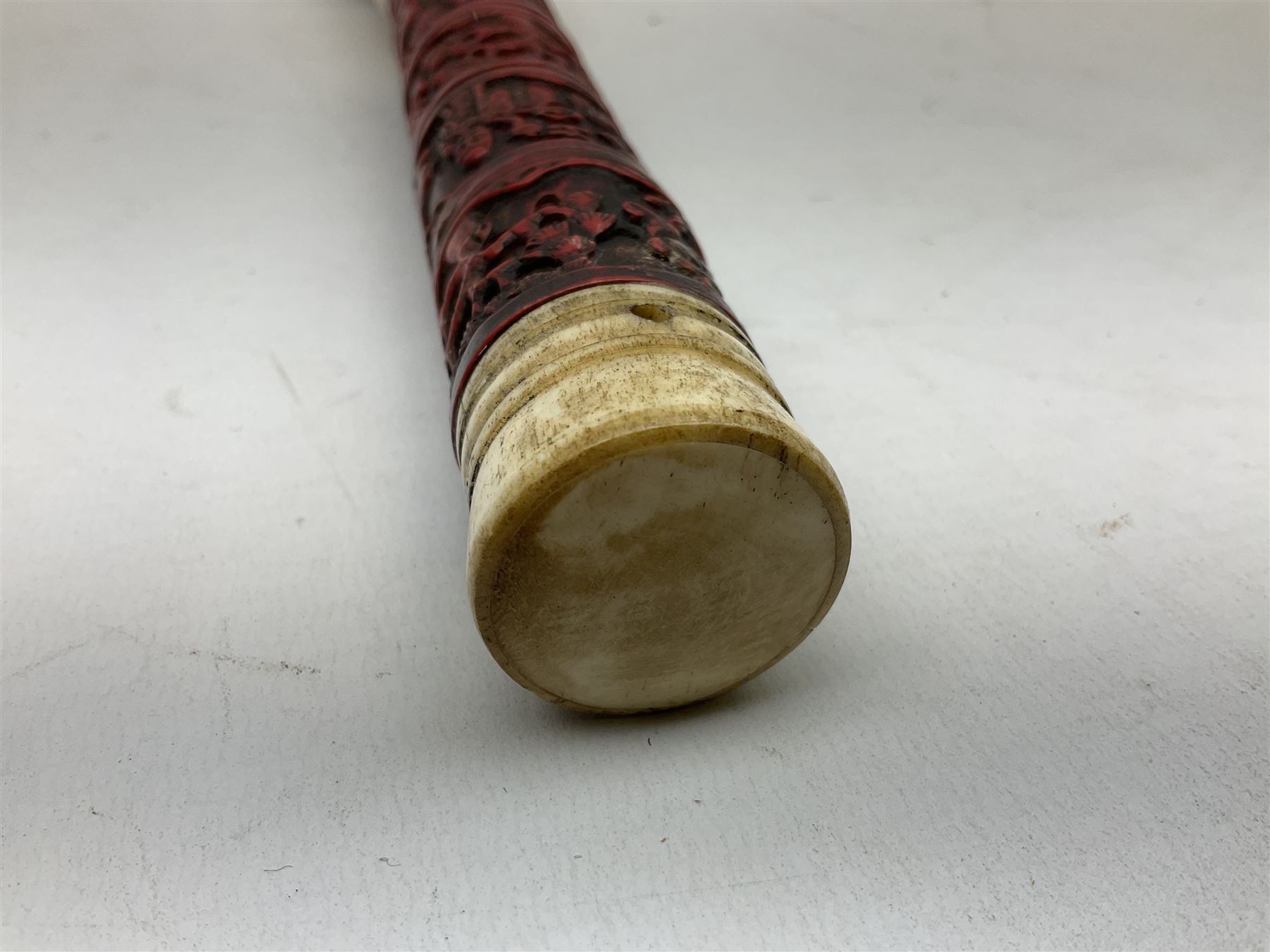 Chinese bone and cinnabar style calligraphy brush - Image 5 of 5