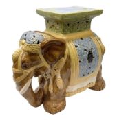 Oriental glazed ceramic elephant garden seat