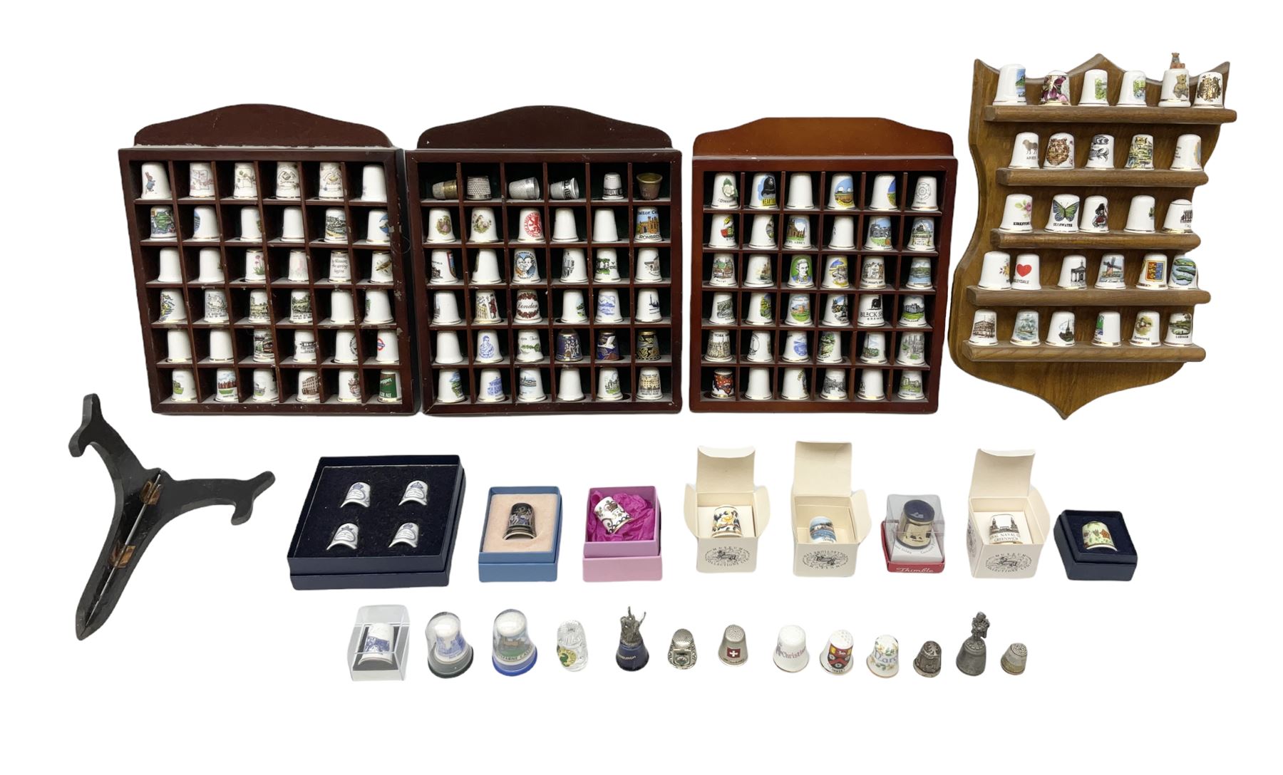 Quantity of thimbles to include ceramic and metal and cloisonn� examples