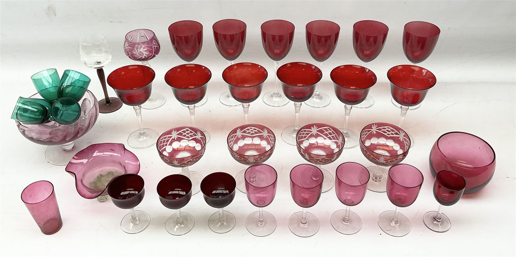 Collection of victorian and later cranberry glass