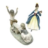 Royal Doulton Leading Lady HN2269 together with LLadro large figure group seesaw no.4876