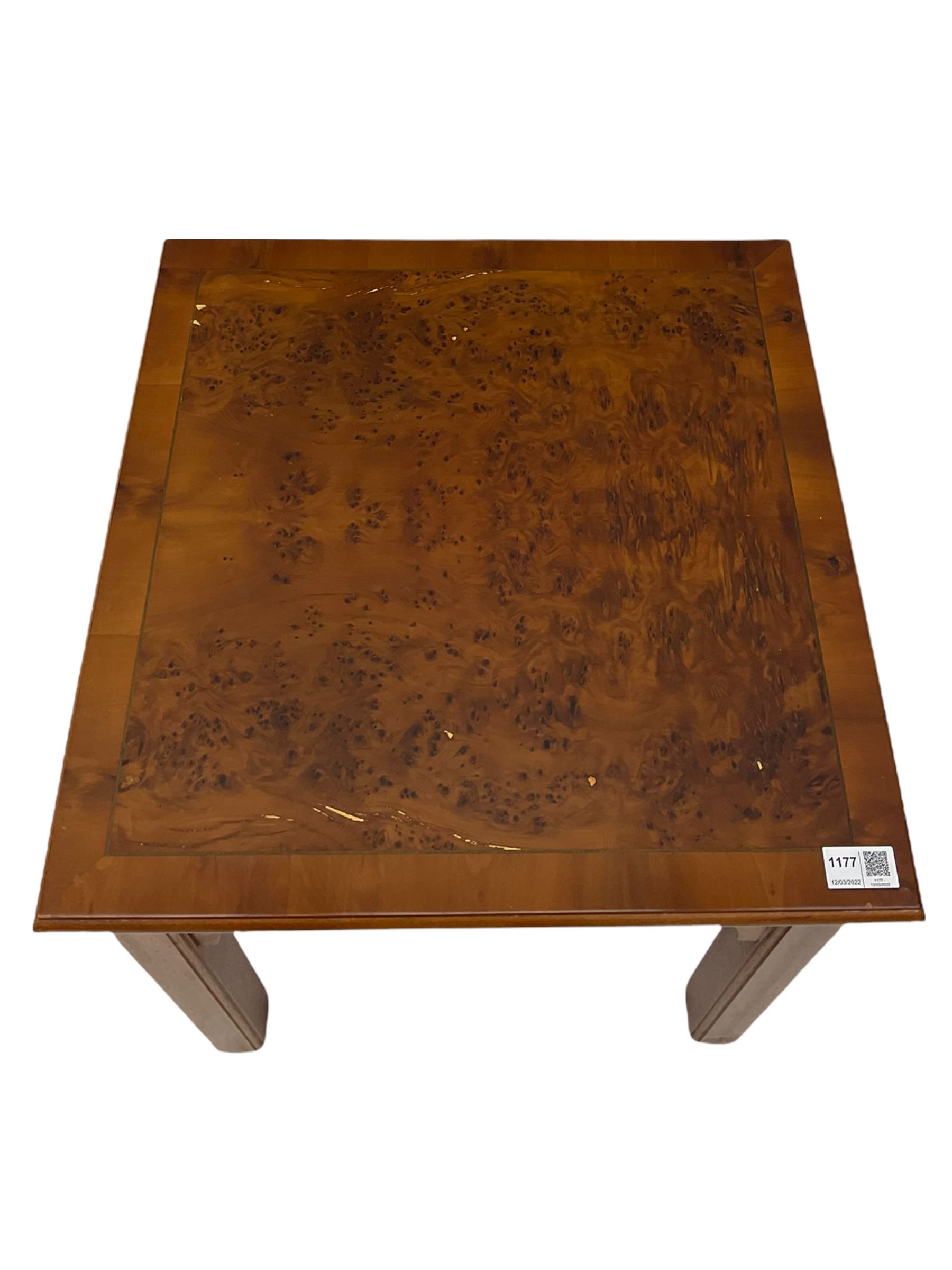 Yew wood square lamp table - Image 5 of 6
