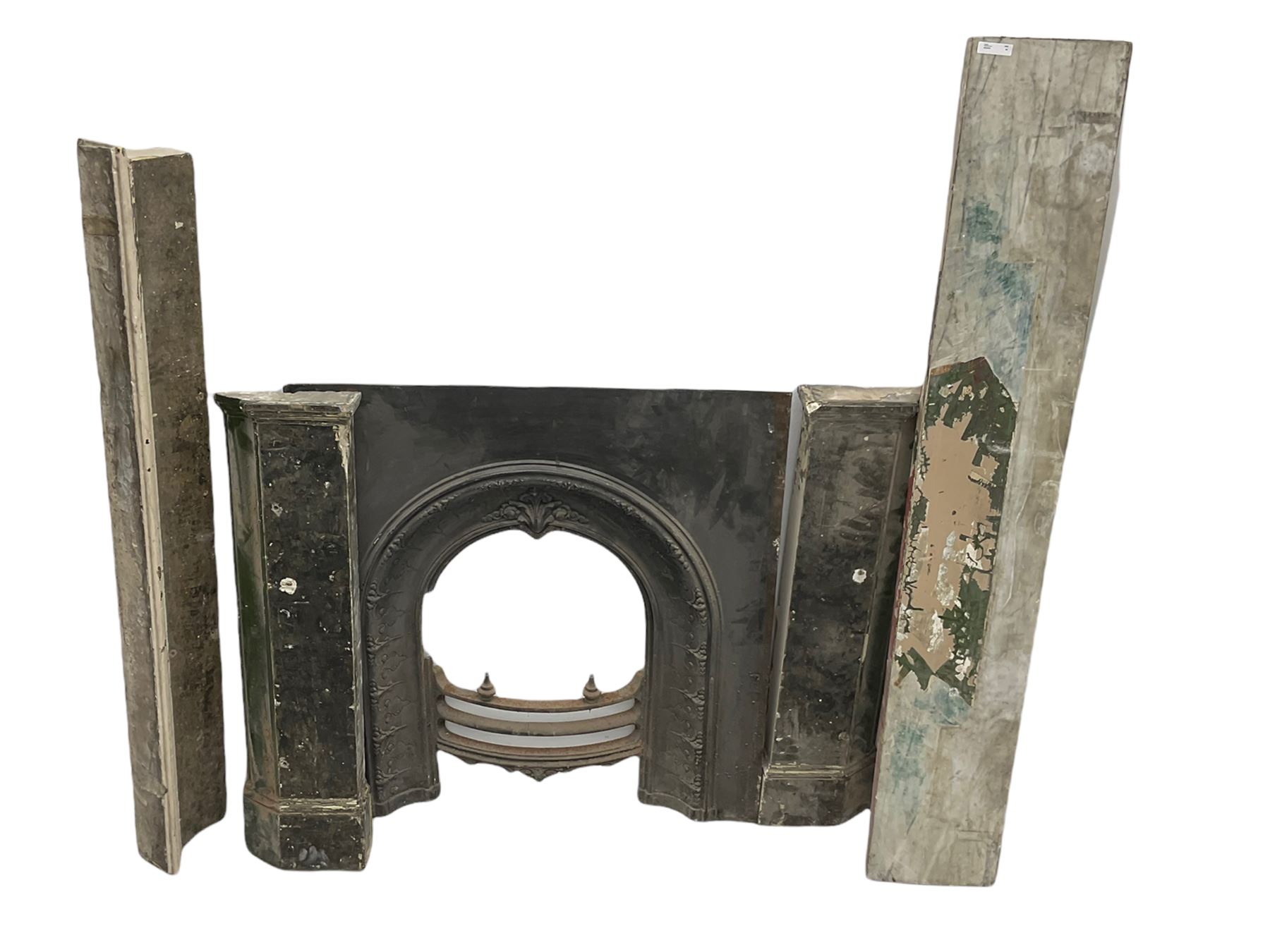 Late 19th century painted stone and marble fire surround