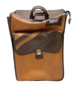 Large leather bag in orange and brown colourway