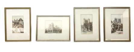 Four framed and glazed pencil sketches