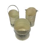 Three cream finish tin coal scuttles