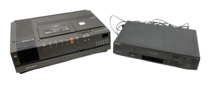 Two Sony VHS video cassette recorders comprising Betamax C7 SL-C7UB together with Smart Engine SLV -