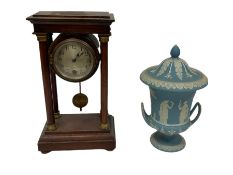 Late 19th century Wedgwood blue jasperware urn and cover