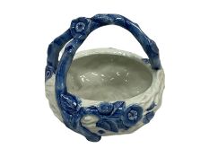 Late Victorian Royal Worcester blue and white floral basket