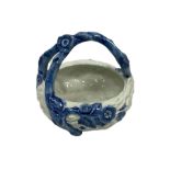 Late Victorian Royal Worcester blue and white floral basket