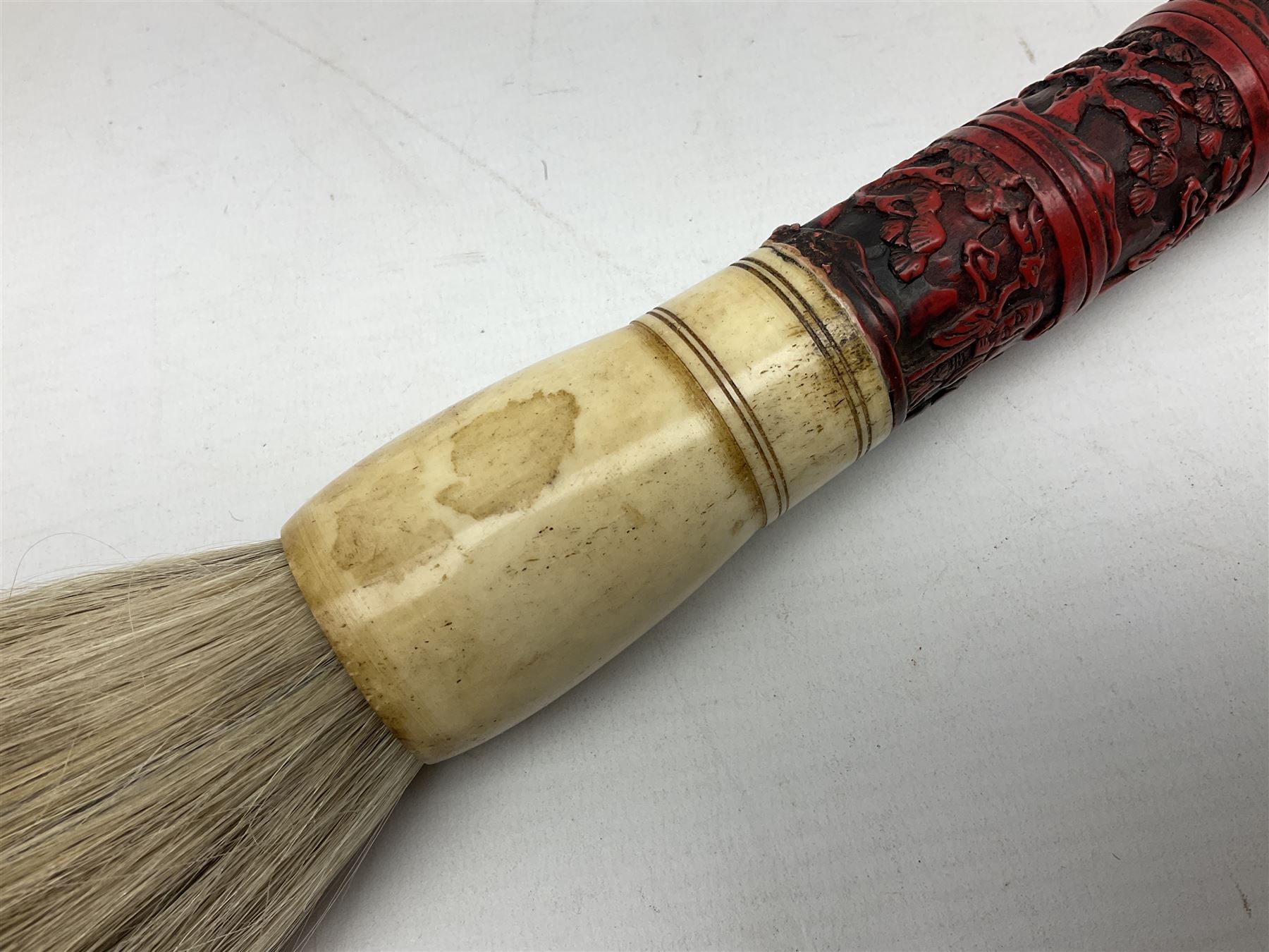 Chinese bone and cinnabar style calligraphy brush - Image 3 of 5