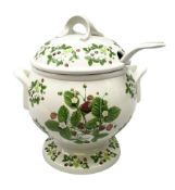 Large Portmeirion decorated in the 'Summer Strawberries' pattern soup tureen and ladle with twin han