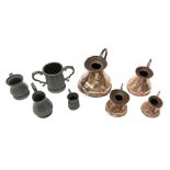 Graduated set of four seamed copper harvest measures