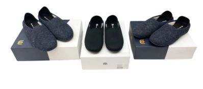 Three pairs of Mahabis slippers