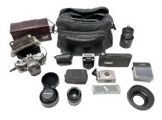 Various camera and related items including Olympus OM2 camera body