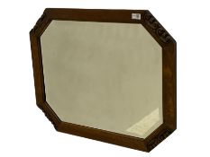 Early 20th century octagonal oak framed wall mirror