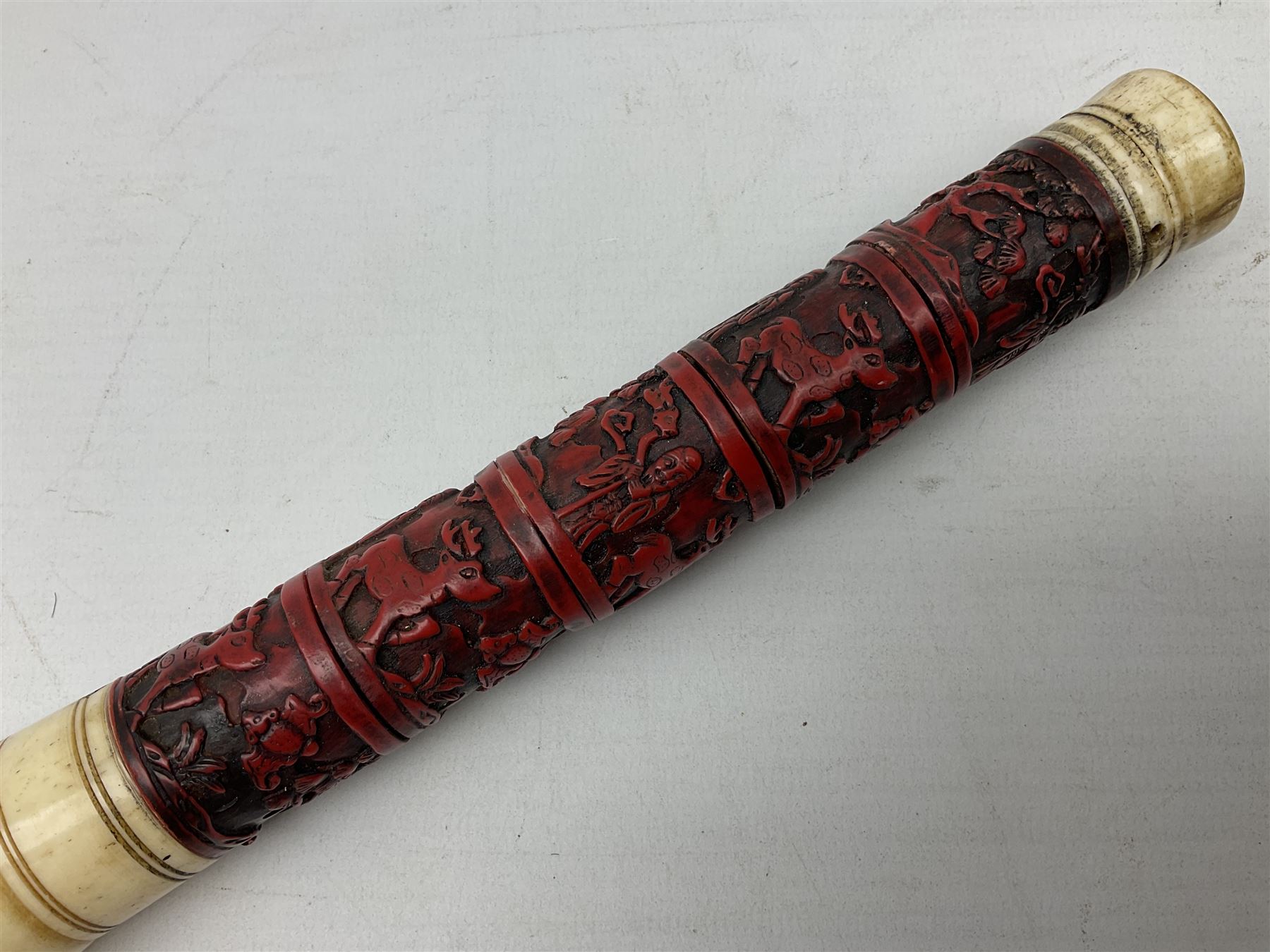 Chinese bone and cinnabar style calligraphy brush - Image 2 of 5