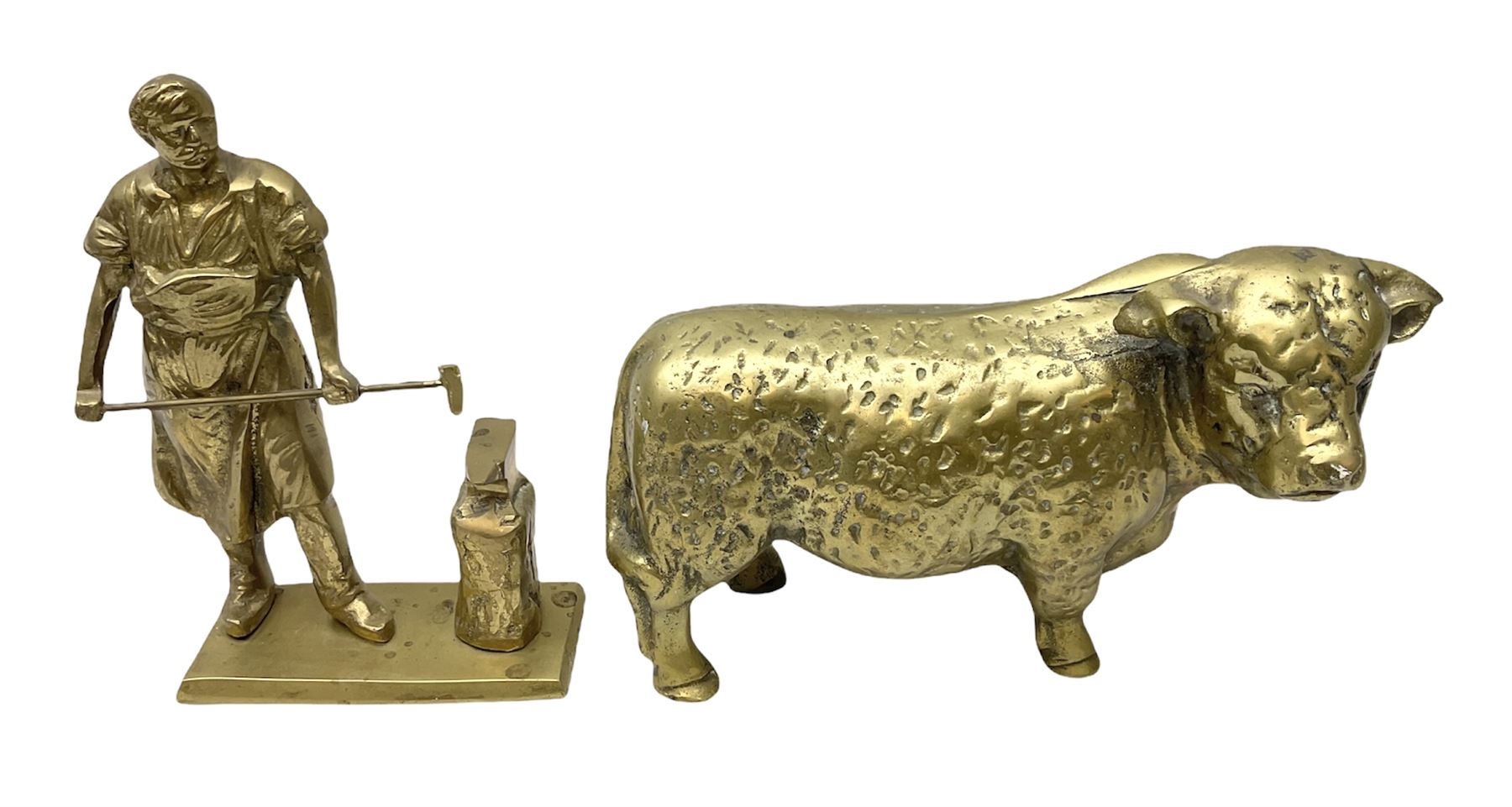 Large brass figure of a hereford bull