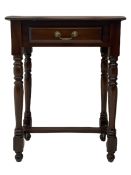 Small mahogany side table with single drawer