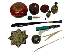 Assorted mainly Oriental collectibles including ivory glove stretchers
