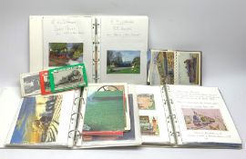 Quantity of railway postcards and other paper ephemera in three modern loose leaf albums including
