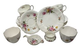 Six Royal Crown Derby teacup trios decorated in the 'Derby Posies' pattern
