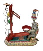 Late 20th century West German clockwork tinplate performing circus elephant ball and helter-skelter