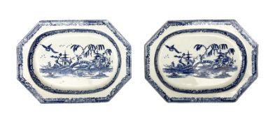 Pair of early 19th Century blue and white transfer plates by Turner